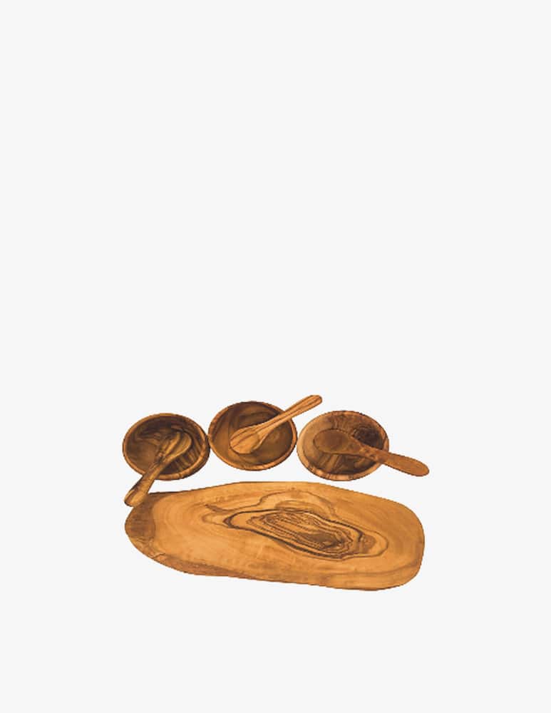Arte Legno Set Of 3 Small Bowls (6 Cm) + 3 Small Spoons + 1 Cutting Brd - picture 1 Arte Legno Set Of 3 Small Bowls (6 Cm) + 3 Small Spoons + 1 Cutting Brd - picture 1