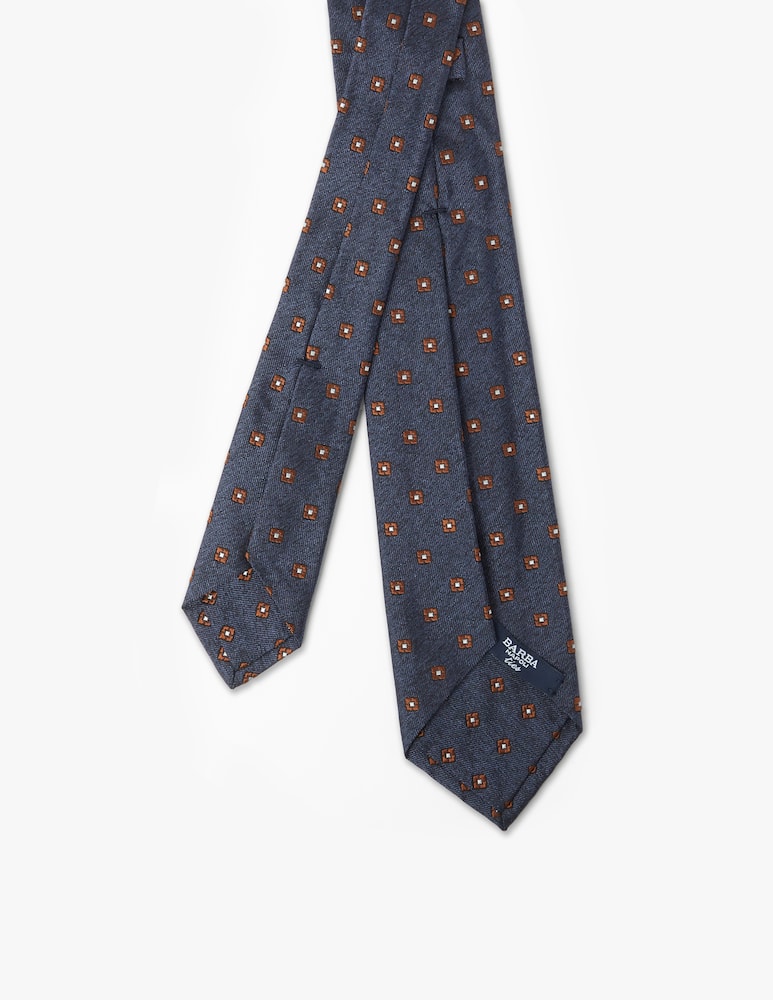 rinascente Barba Napoli Cravatta fantasia fiore quadrato marrone