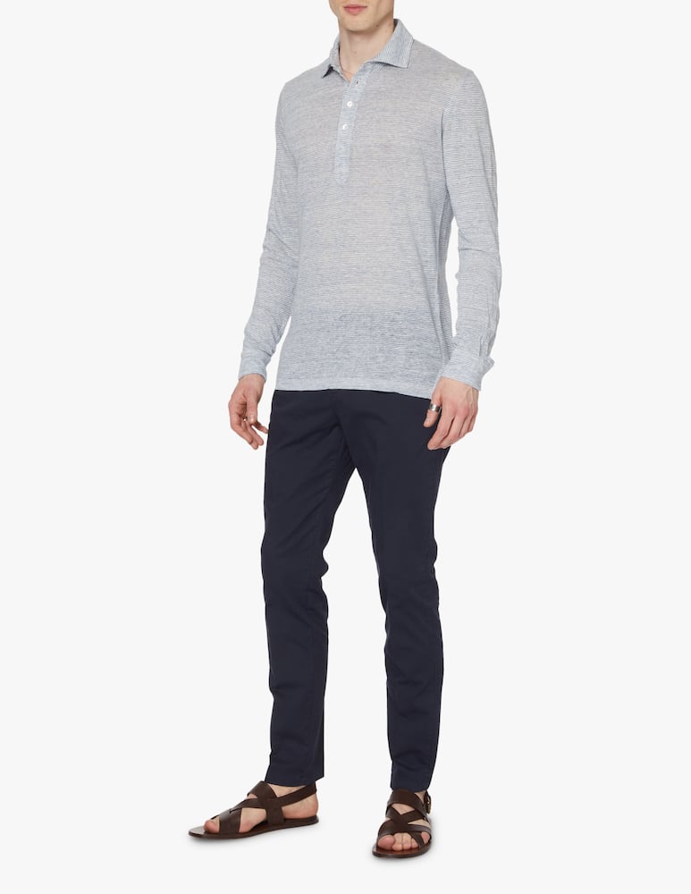 rinascente Fedeli Polo manica lunga lino a righe - multicolor