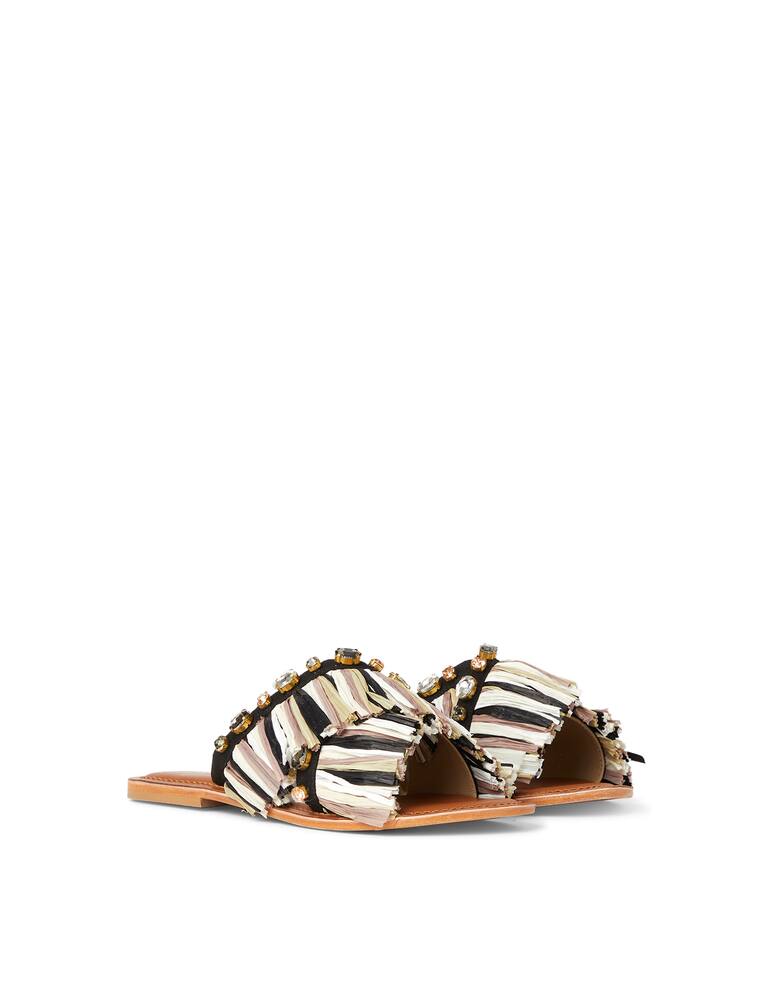 rinascente De Siena Clio raffia criss cross flats with crystals