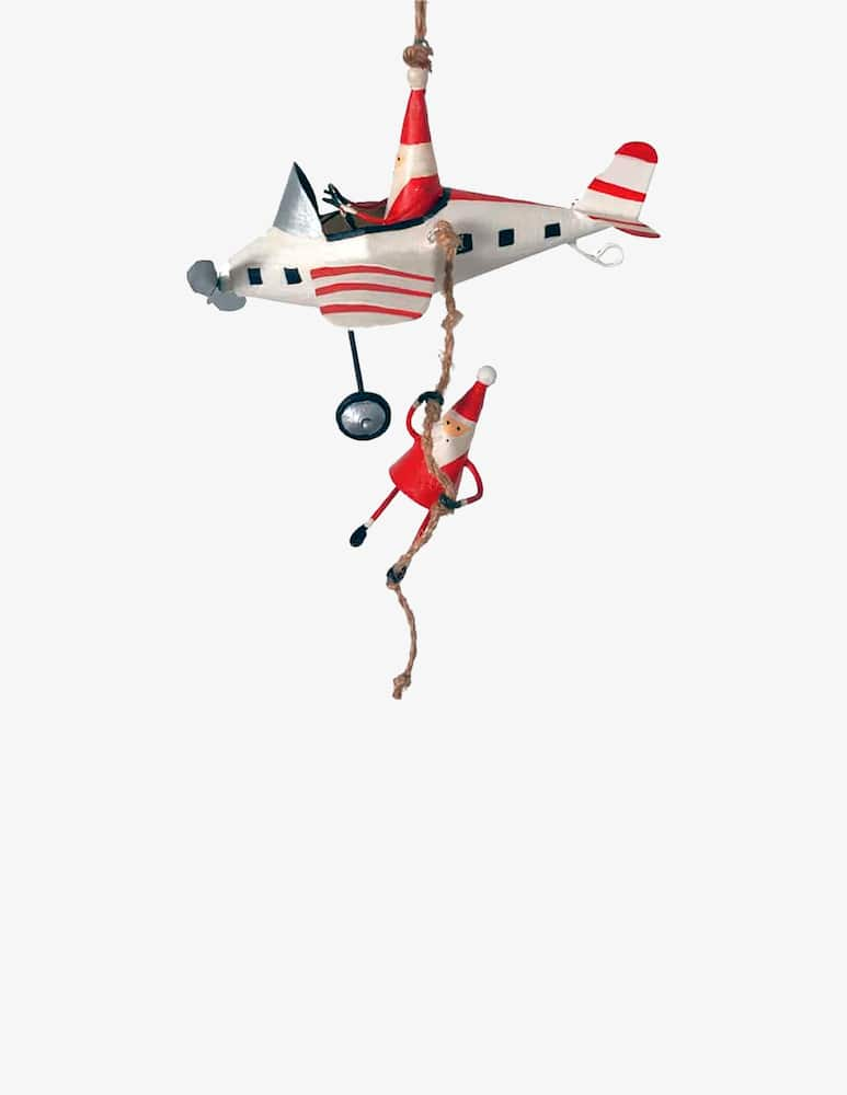 rinascente G-Bork Two santas in airplane  ornament