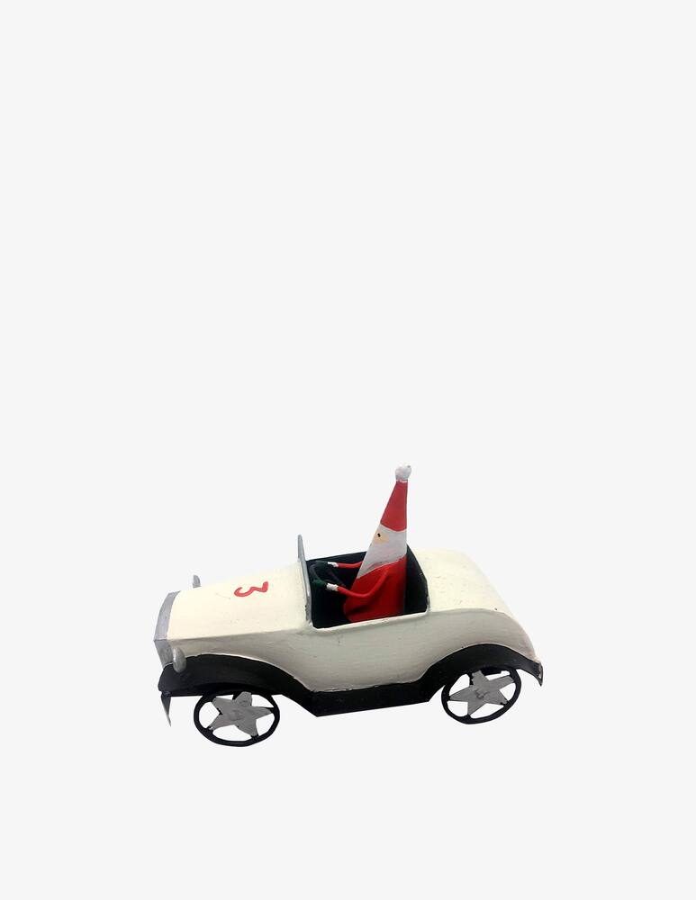 rinascente G-Bork Santa in white car  christmas ornament