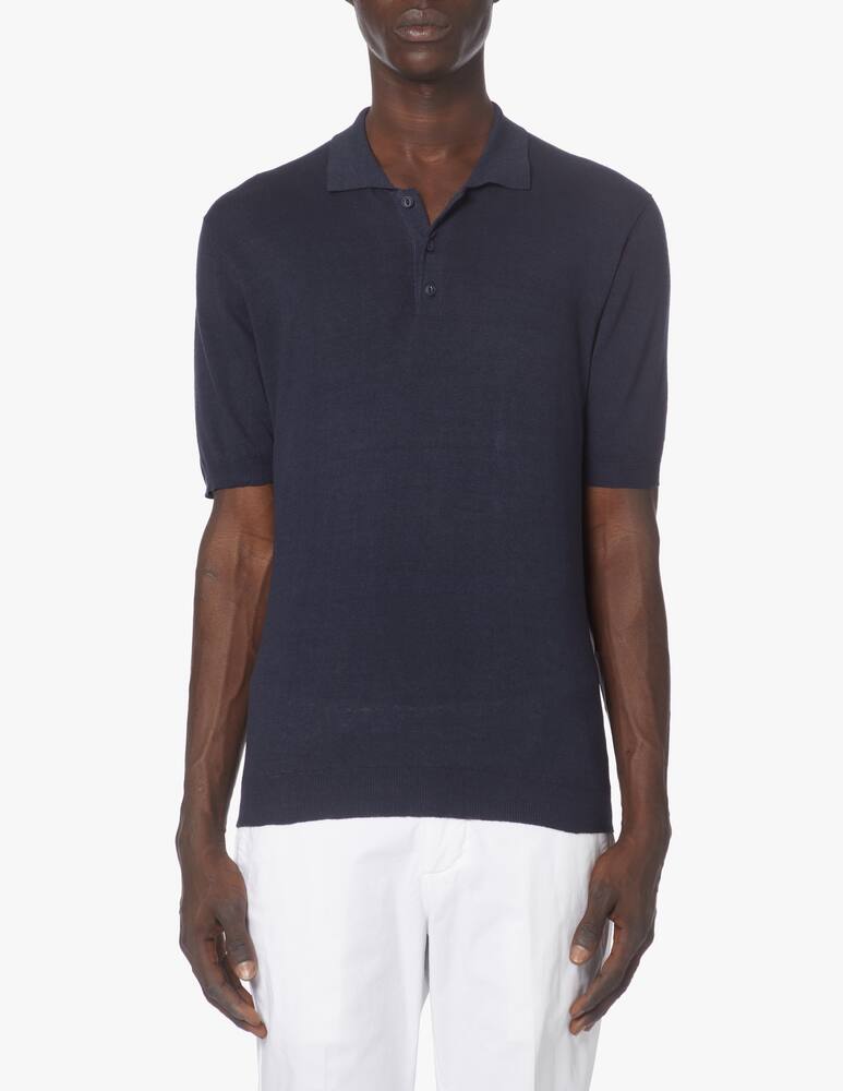 Altea Polo manica corta maglia lino cotone - blu - immagine 1 Altea Polo manica corta maglia lino cotone - blu - immagine 1