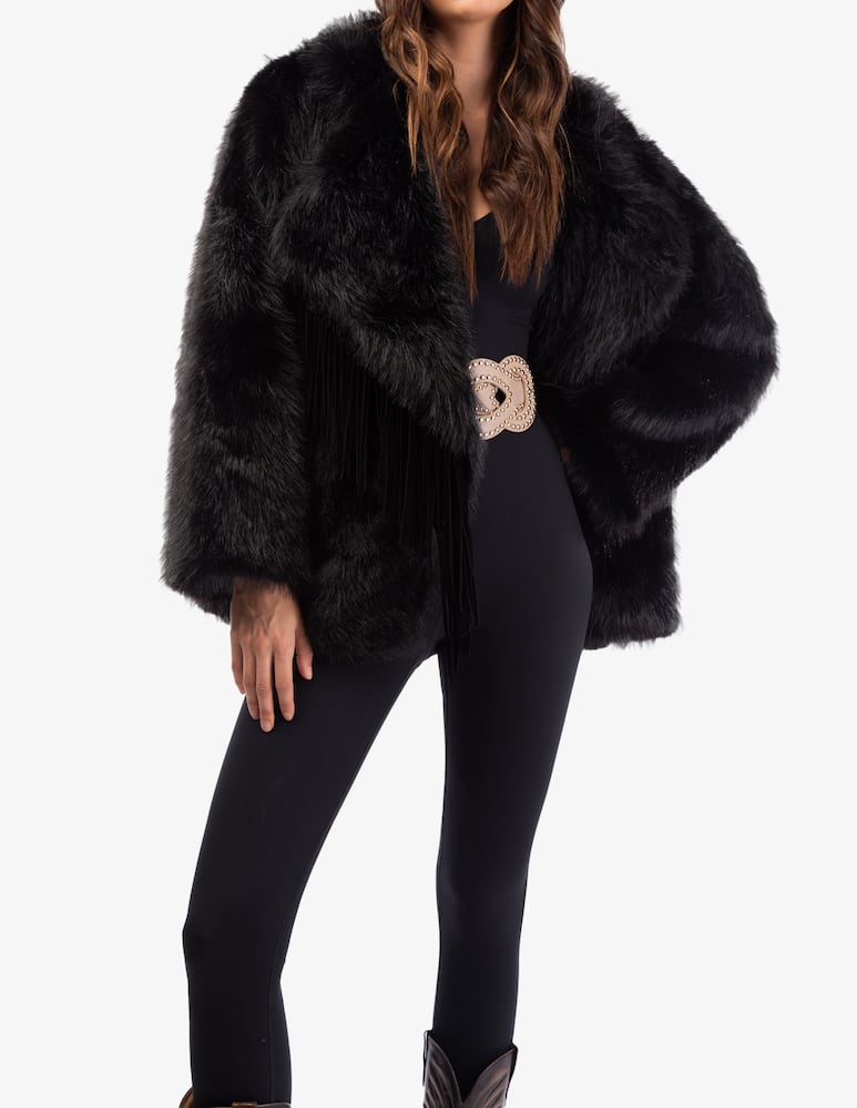 rinascente Le Volière Faux fur jacket with fringe