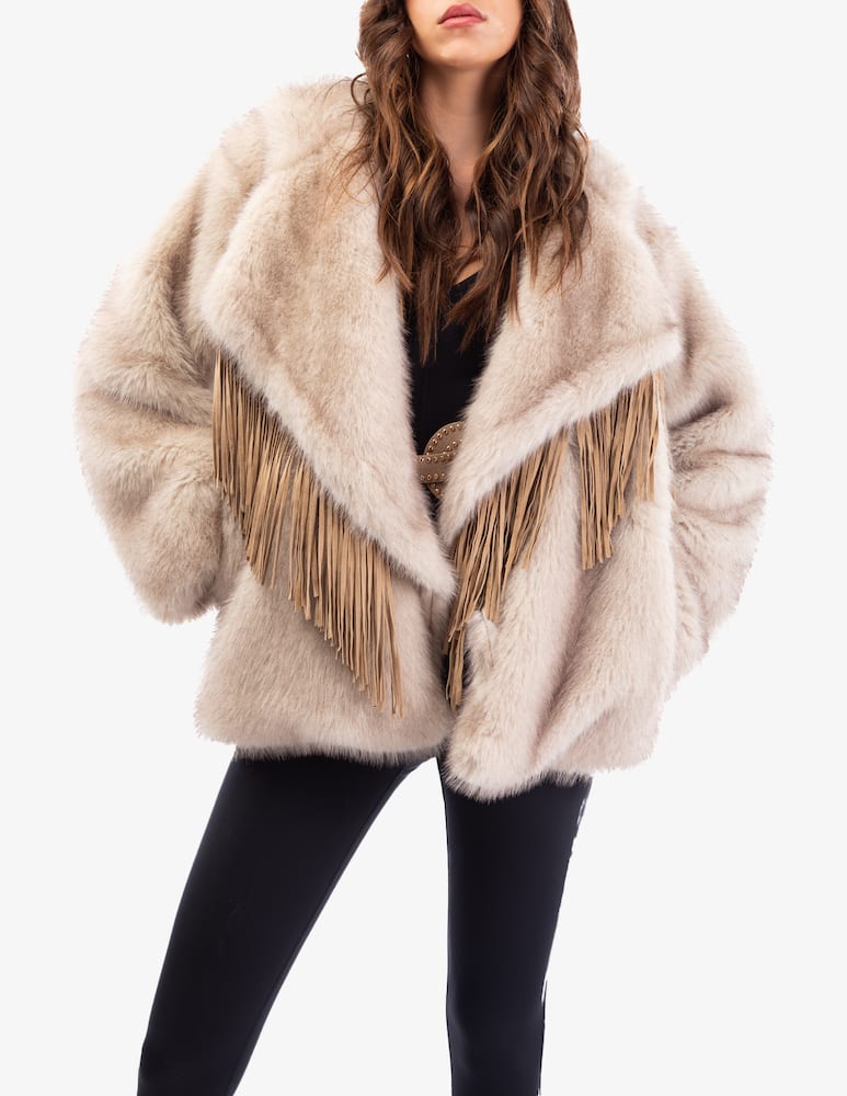 rinascente Le Volière Faux fur jacket with fringe