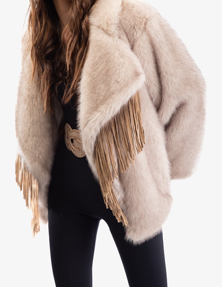 rinascente Le Volière Faux fur jacket with fringe