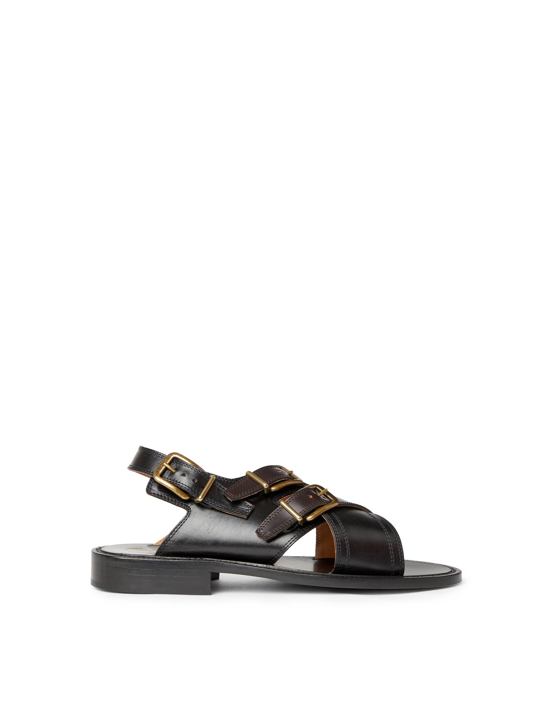 Shop Dries Van Noten Leather cross strap sandal on Rinascente