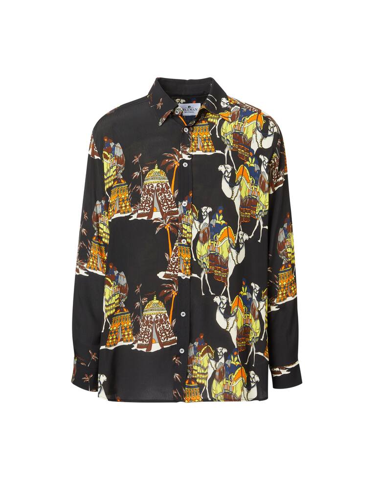 rinascente Waxman Brothers Viscose over shirt - black