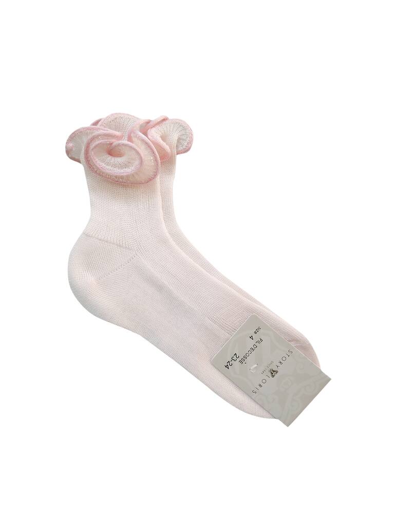 rinascente Story Loris Short sock with hand-embroidered satin trim - pink