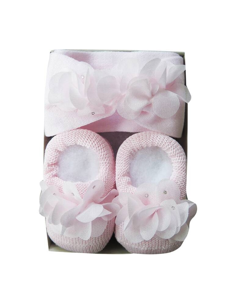 rinascente Story Loris Set regalo babbuccia e fascetta con petali e strass - Rosa