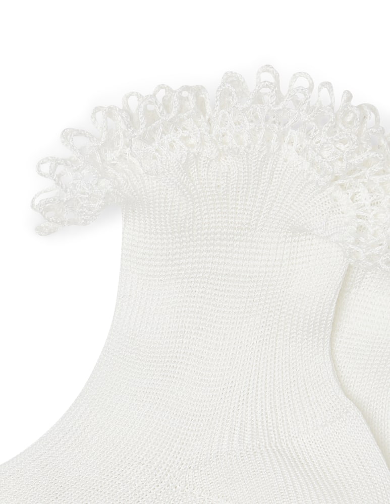 rinascente Story Loris Calza corta con merletto ricamato a mano - bianco
