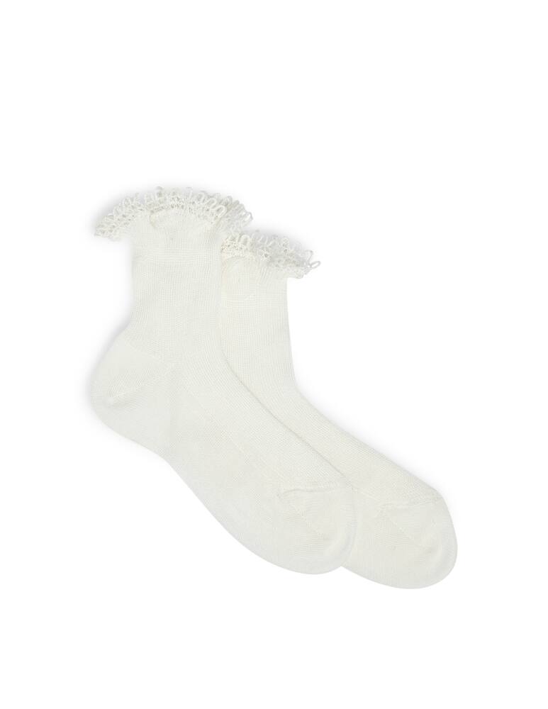 rinascente Story Loris Calza corta con merletto ricamato a mano - bianco