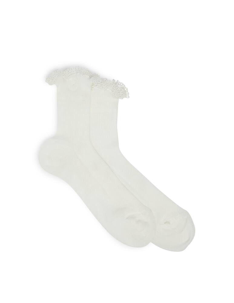 rinascente Story Loris Calza corta con merletto ricamato a mano - bianco