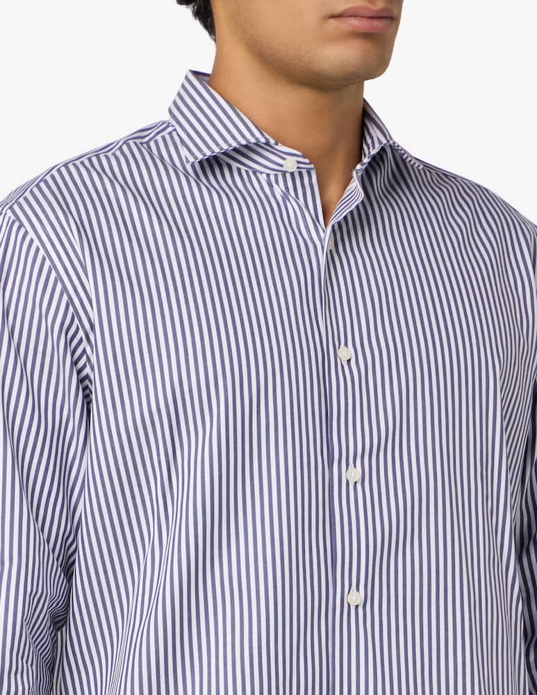 Sartoria Italiana Camicia a righe in twill di cotone collo francese regular fit - immagine 4 Sartoria Italiana Camicia a righe in twill di cotone collo francese regular fit - immagine 4