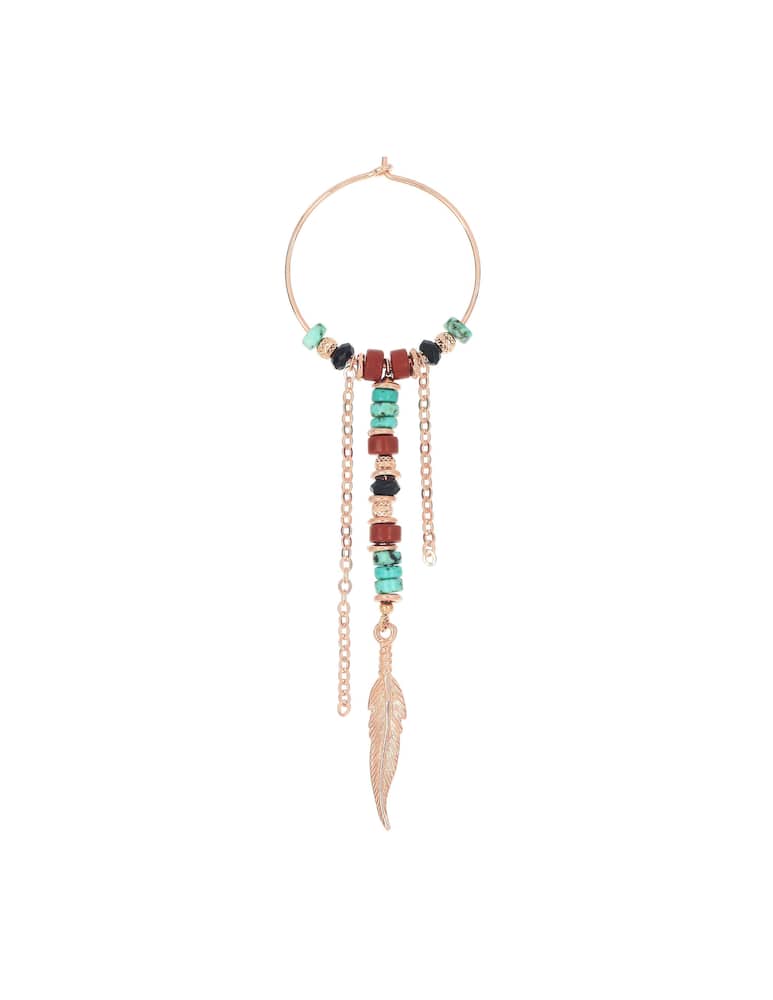 rinascente Maman et Sophie Orecchino a cerchio turchese e rosso con piuma