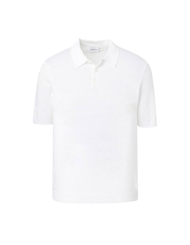 rinascente Scaglione Linen cotton short sleeve polo - white