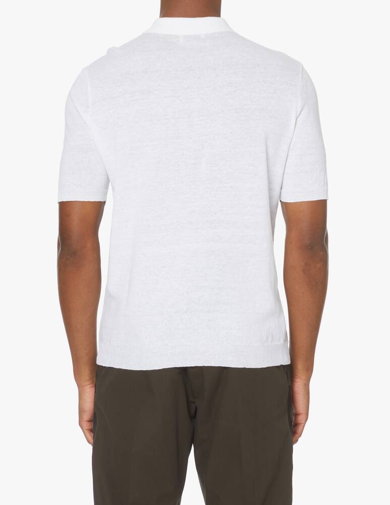 rinascente Scaglione Linen cotton short sleeve polo - white