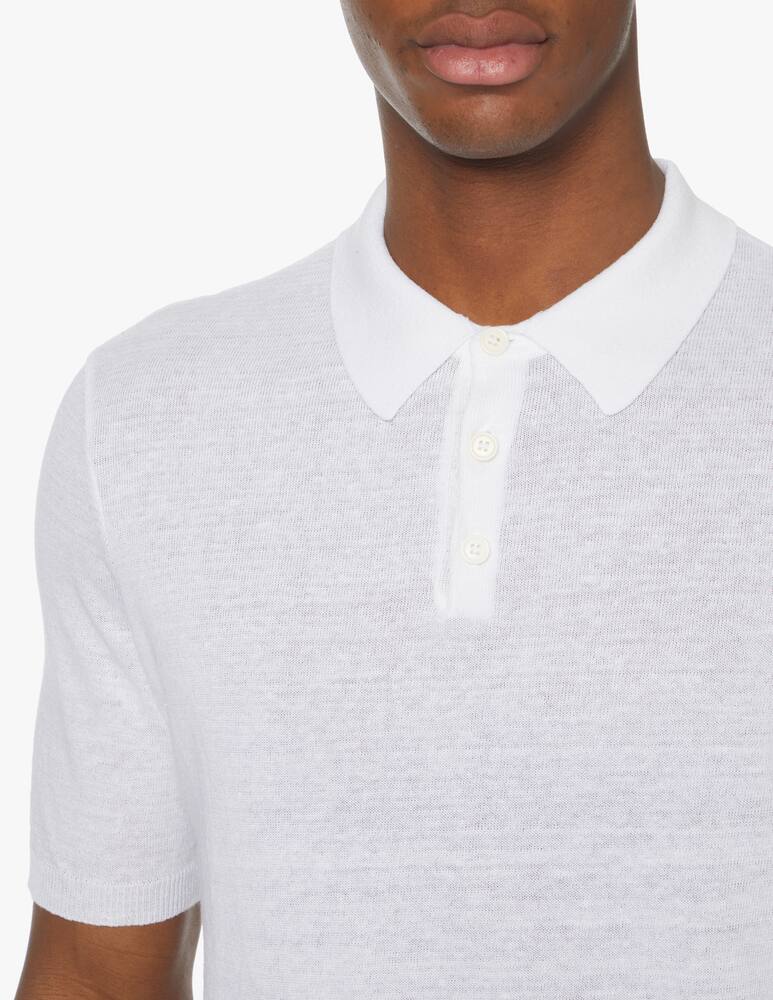 rinascente Scaglione Linen cotton short sleeve polo - white
