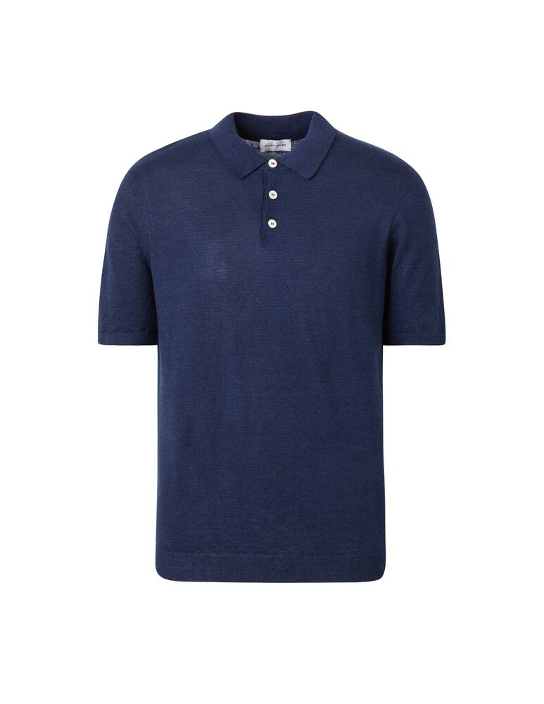 rinascente Scaglione Linen cotton short sleeve polo - blue