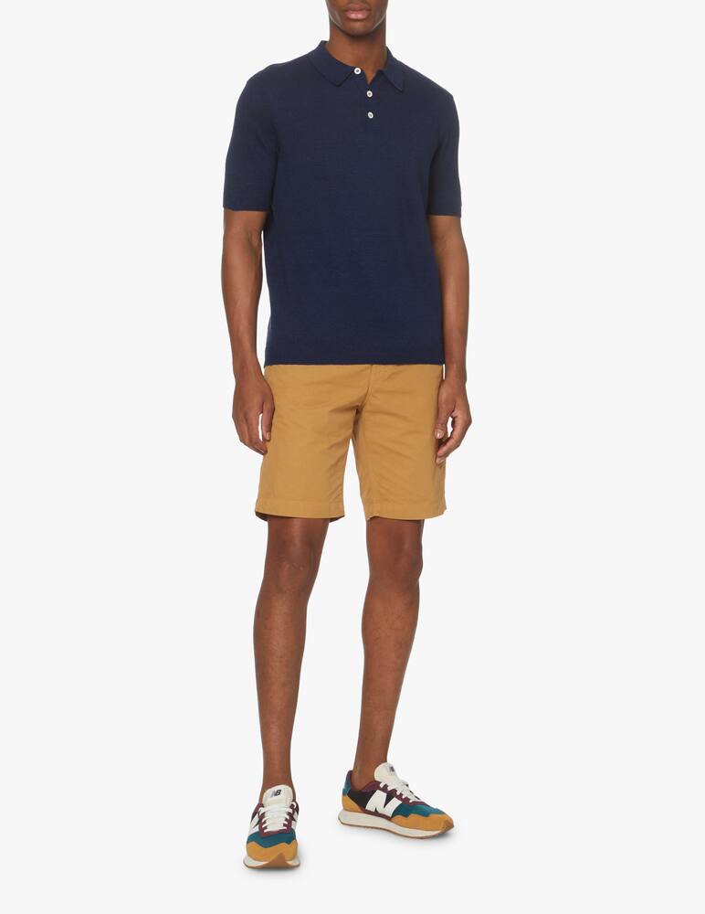 rinascente Scaglione Linen cotton short sleeve polo - blue