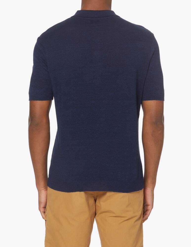 rinascente Scaglione Linen cotton short sleeve polo - blue