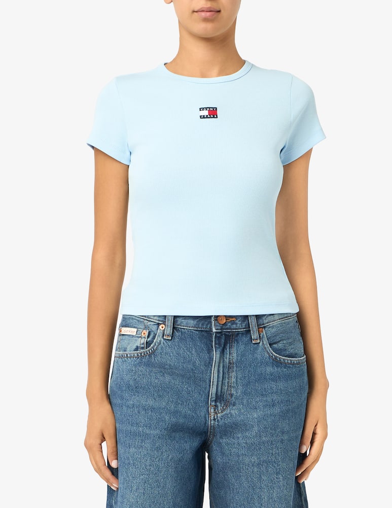 rinascente Tommy Jeans T-shirt a costine con logo