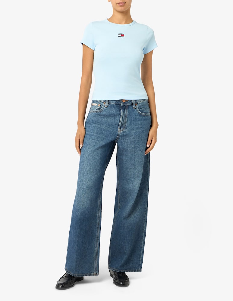 rinascente Tommy Jeans T-shirt a costine con logo
