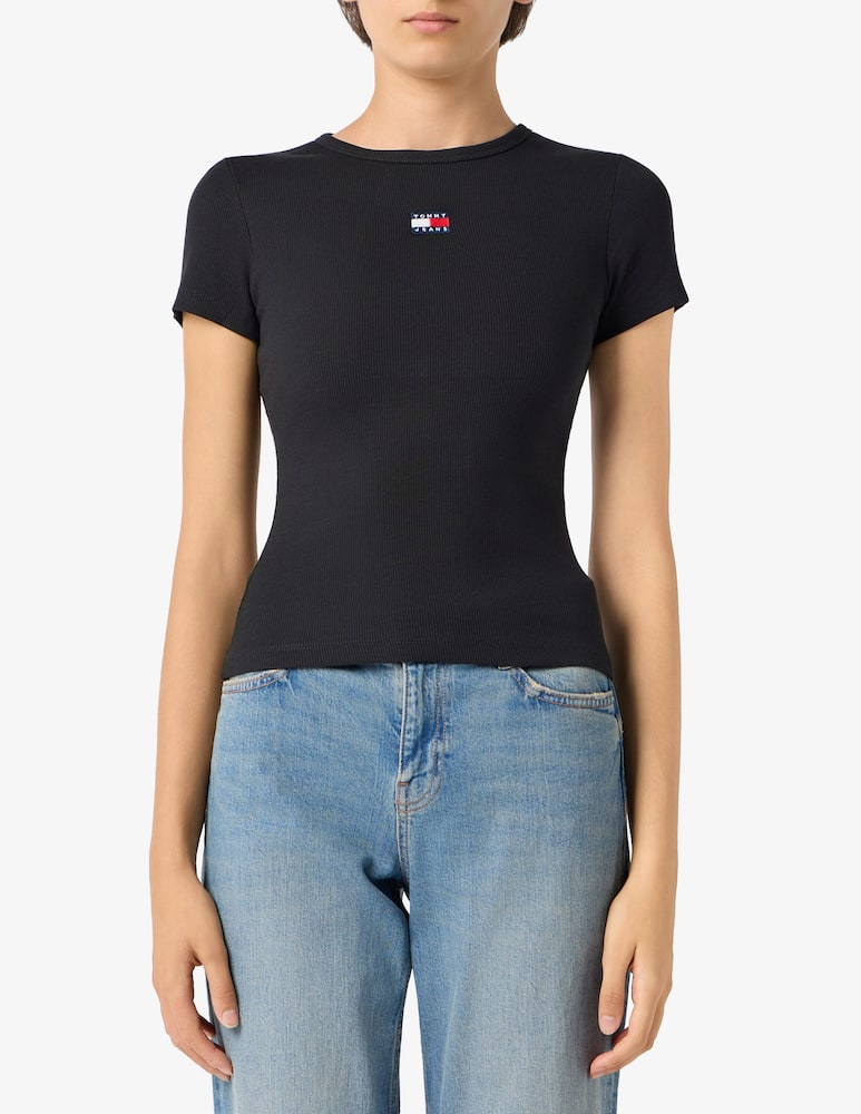 rinascente Tommy Jeans T-shirt slim a coste con logo