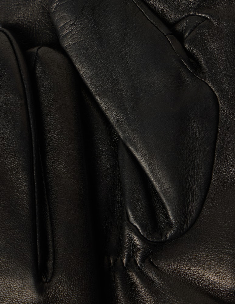 rinascente Pure Cashmere Guanti in pelle con impunture a contrasto