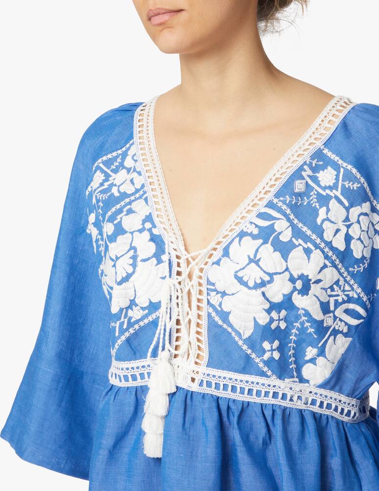 rinascente Ermanno Scervino Kaftan corto in lino - bianco