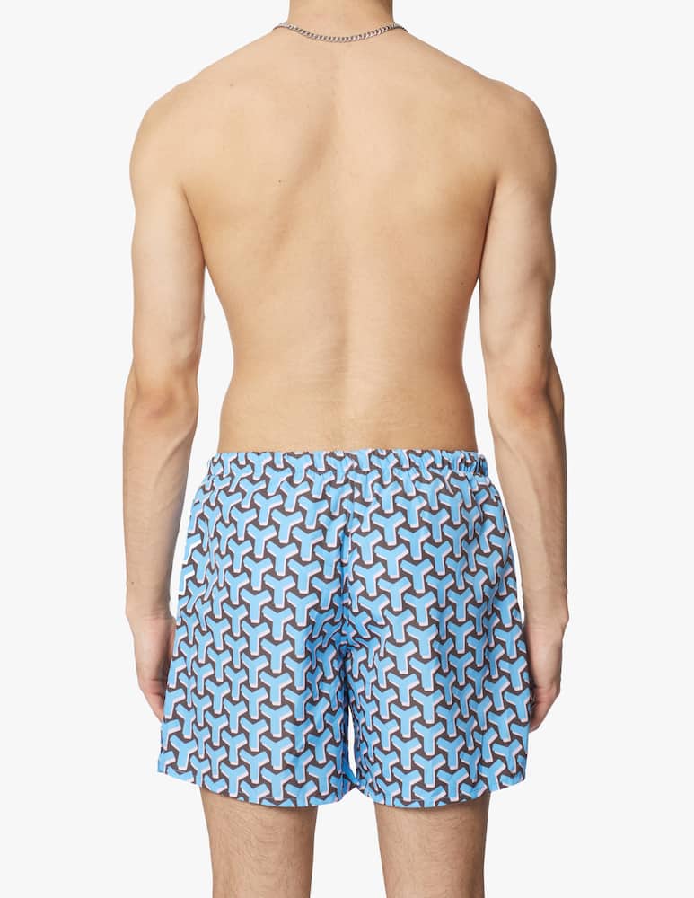 rinascente Yes I am Monogram cacao swimshort - light blue