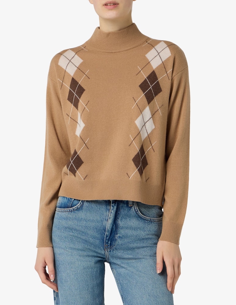 rinascente Elizabeth Ascot Argyle turtle neck sweater