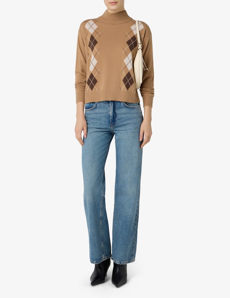 rinascente Elizabeth Ascot Argyle turtle neck sweater