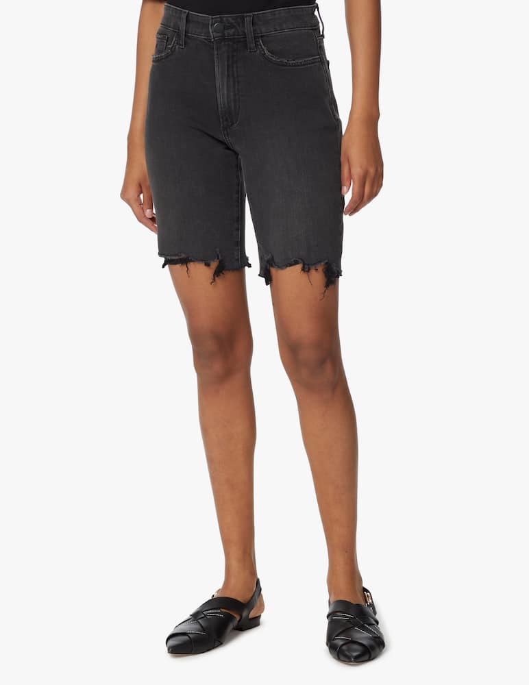 rinascente Joe's Jeans The 9 High rise fringed bermuda shorts - black