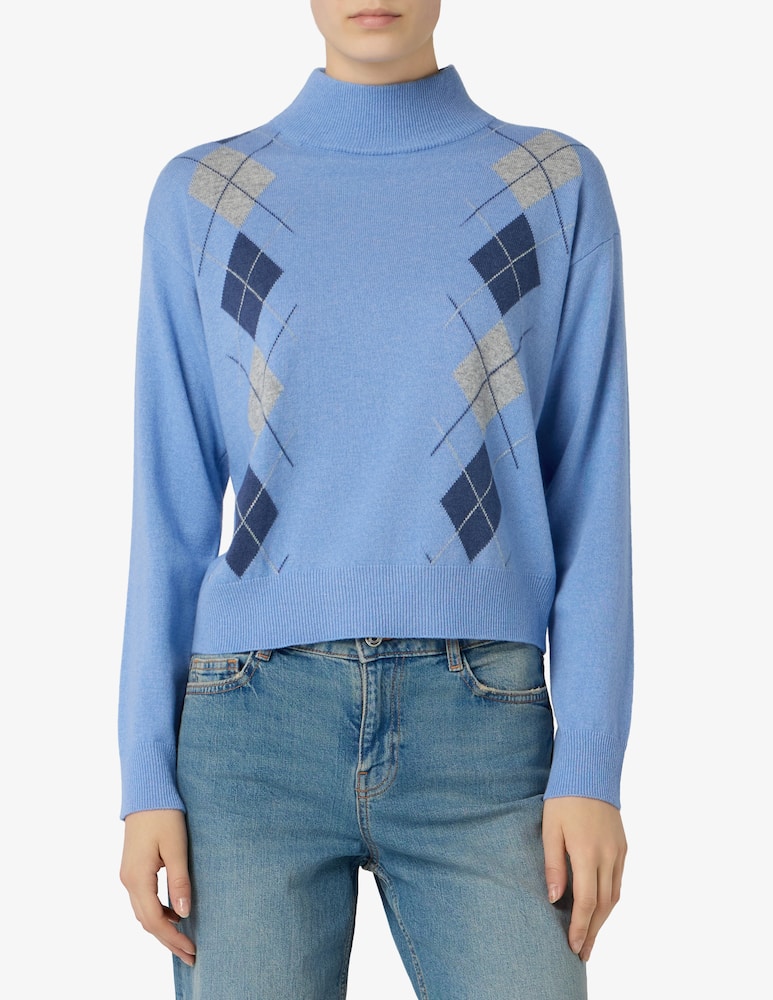 rinascente Elizabeth Ascot Argyle turtle neck sweater