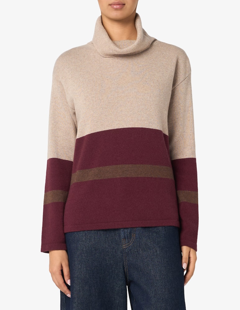 Elizabeth Ascot Three-colour striped turtleneck jumper - picture 1 Elizabeth Ascot Three-colour striped turtleneck jumper - picture 1