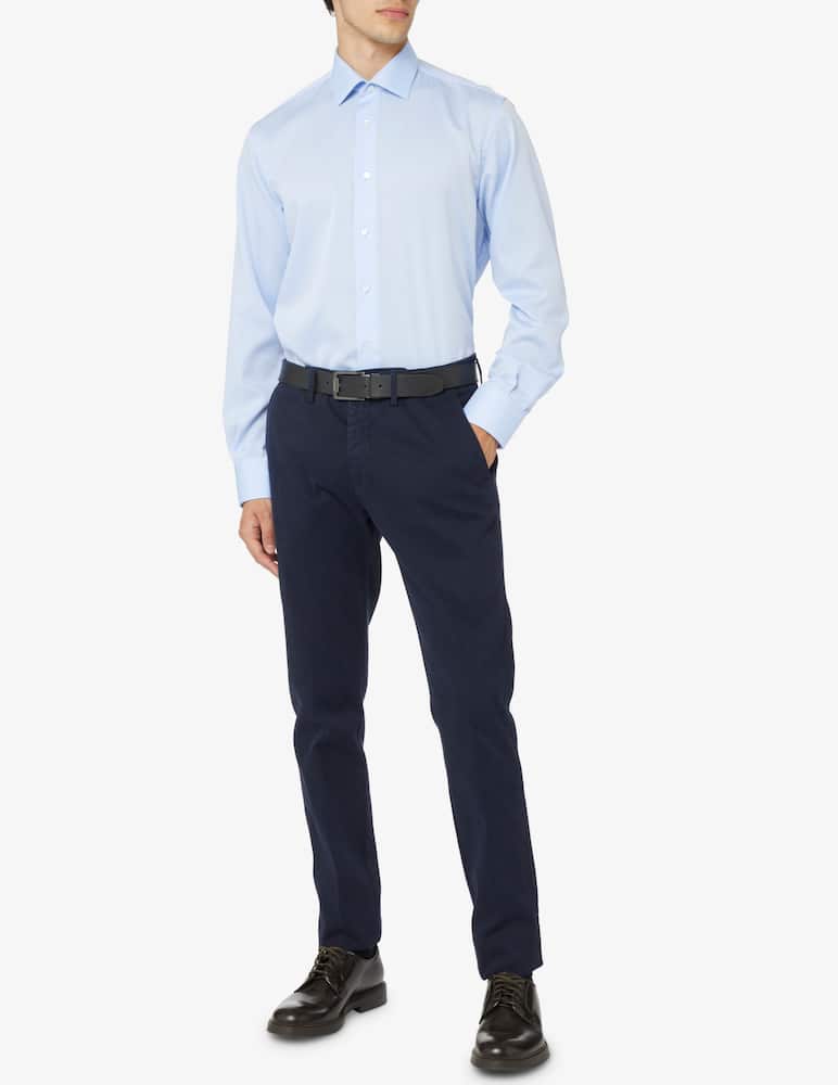 rinascente Sartoria Italiana Twill no stiro stripes modern shirt - Light blue