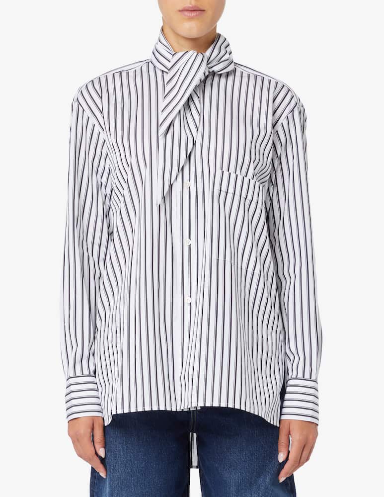 Plan C Camicia rigata con foulard - immagine 1 Plan C Camicia rigata con foulard - immagine 1