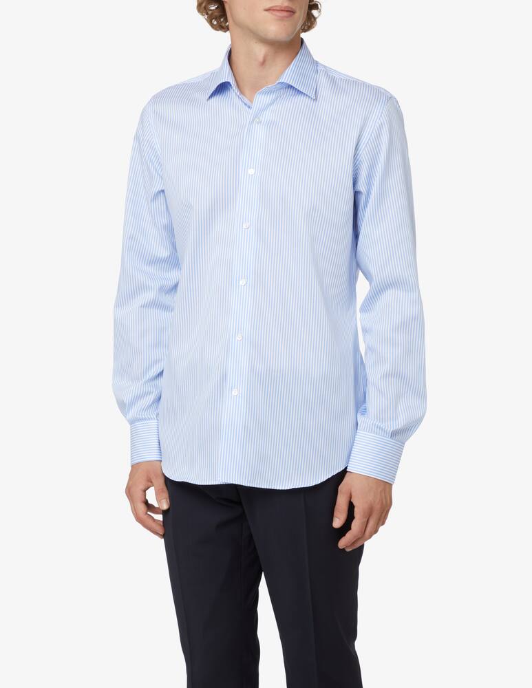 Sartoria Italiana Twill striped modern shirt - Light blue - picture 1 Sartoria Italiana Twill striped modern shirt - Light blue - picture 1