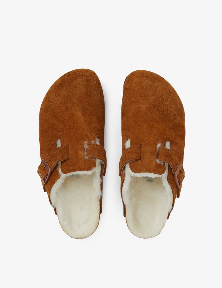 rinascente Birkenstock Boston shearling suede shoes