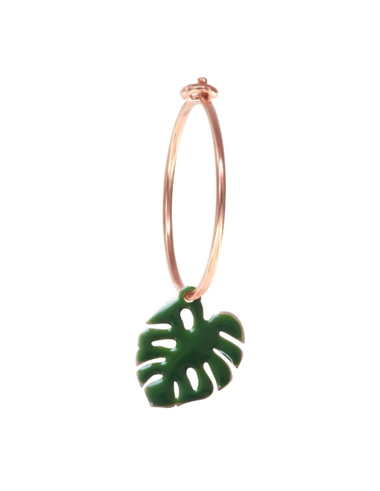 rinascente Maman et Sophie Small circle single earring with polished Monstera leaf