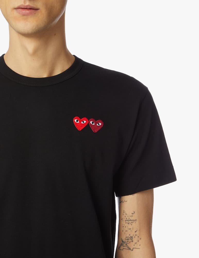rinascente Comme des Garçons Play Play double embroidered heart t-shirt - black