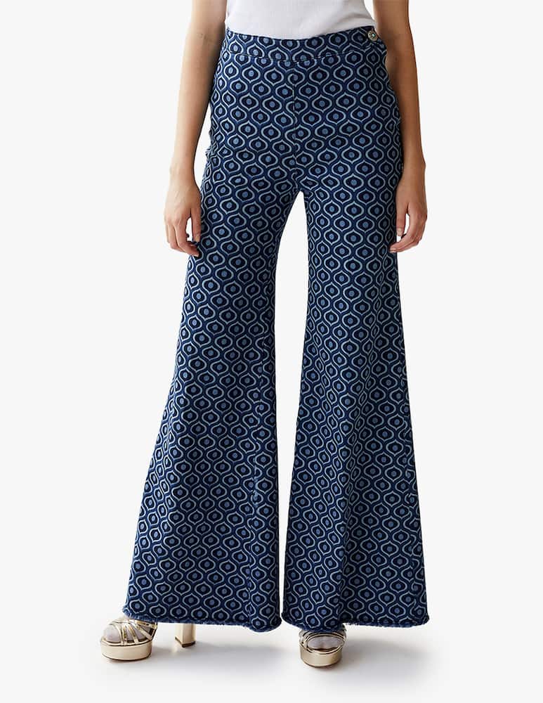 rinascente Shaft Jeans a zampa e vita alta con stampa anni 60 Milly - blu