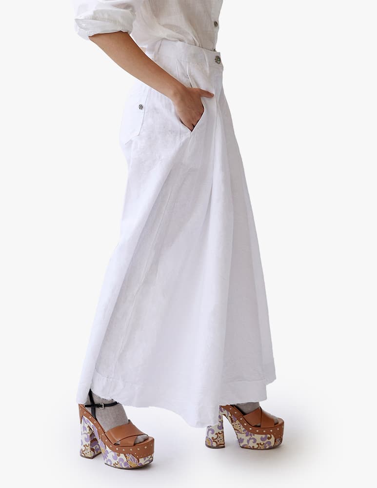 Shaft Linen blend maxi skirt - white - picture 2 Shaft Linen blend maxi skirt - white - picture 2