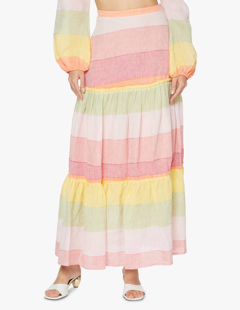 rinascente Amotea Gonna lunga a vita alta in lino Charlotte - rosa