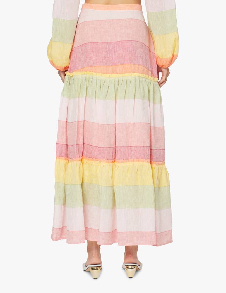 rinascente Amotea Gonna lunga a vita alta in lino Charlotte - rosa