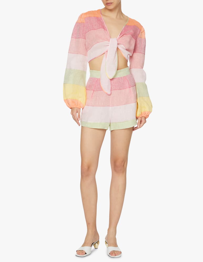 rinascente Amotea Pantaloncini di lino a vita alta Guia - rosa