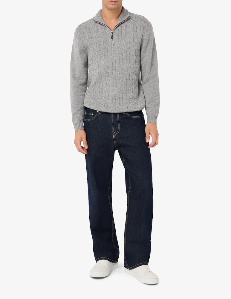 Pure Cashmere Maglia mezza zip a trecce in cashmere - immagine 2