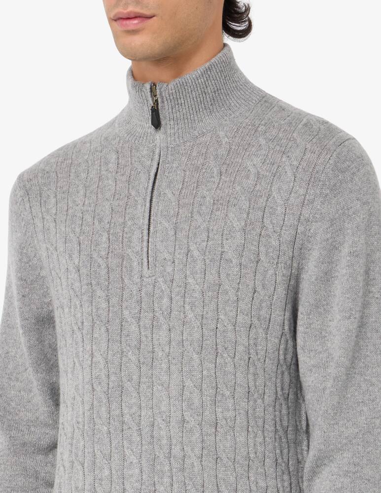 rinascente Pure Cashmere Maglia mezza zip a trecce in cashmere