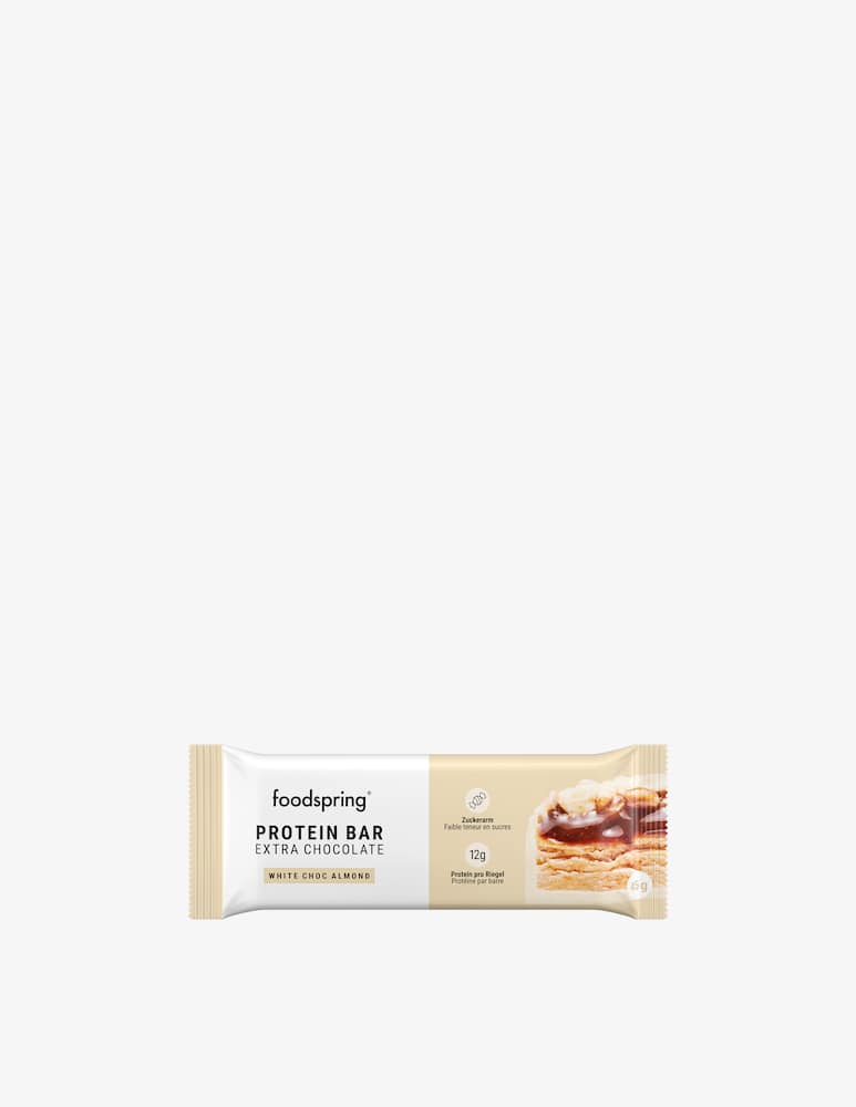 Foodspring Barrette Proteica Extra Cioccolato Bianco E Mandorla 45g - immagine 1 Foodspring Barrette Proteica Extra Cioccolato Bianco E Mandorla 45g - immagine 1